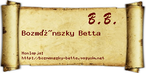 Bozmánszky Betta névjegykártya